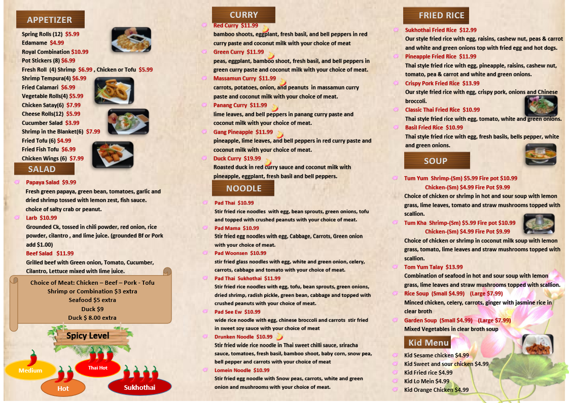 Menu – Sukhothai Express